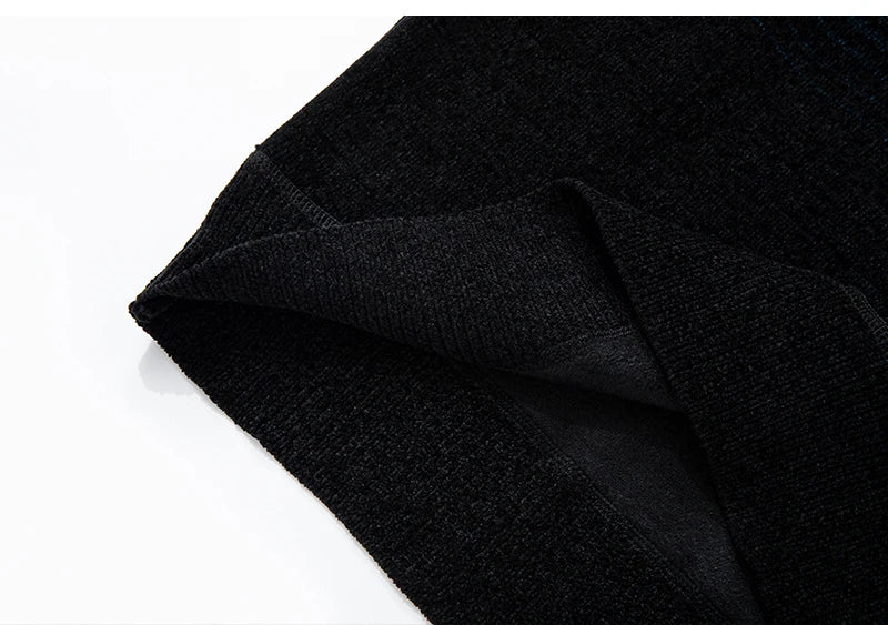 Autumn and winter new style men's casual knitted turtleneck sweater plus fleece close-fitting high-quality square collar jacket