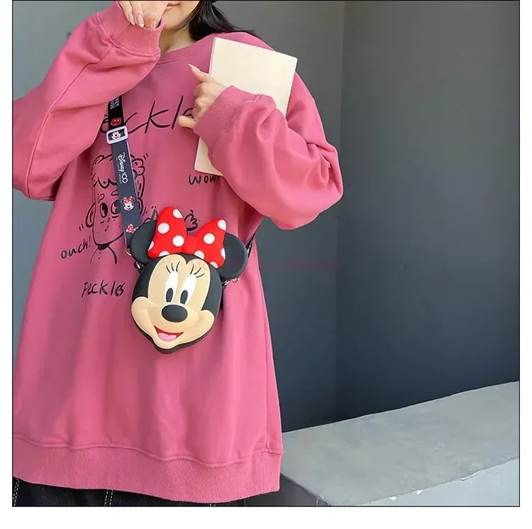 Original Disney Anime Kawaii Minnie Mickey Mouse Silicone One Shoulder Bag Leisure Fashion Zero Purse Birthday Gift For Girl