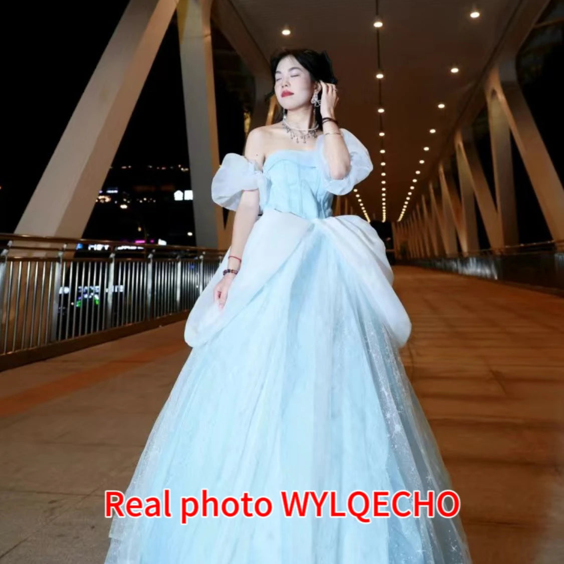 Blue Prom Dress Engagement Jacquard Dress France Vintage Sweet Korean Princess Fairy Dress Evening Party Dress