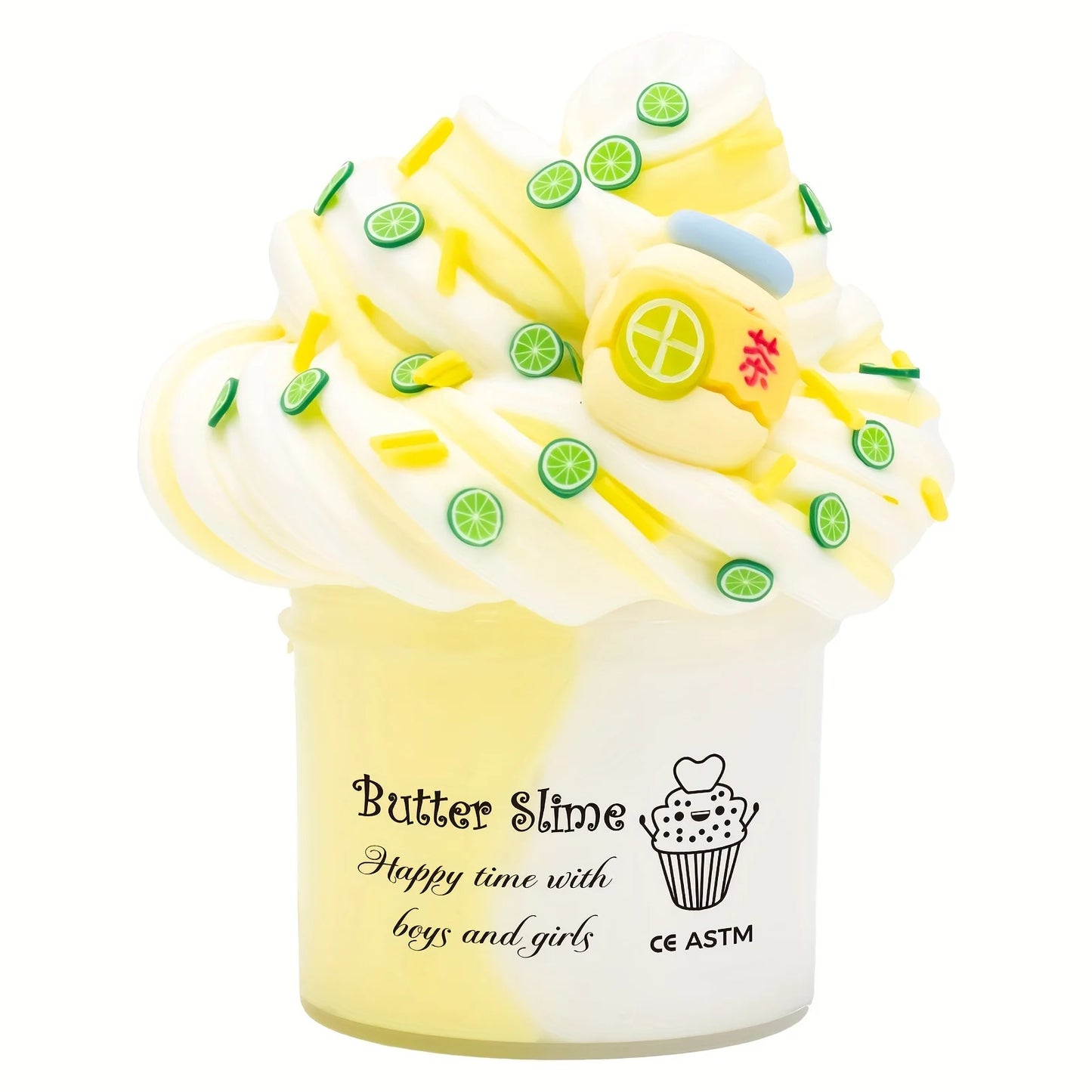 2.37oz Fluffy Two-Tone Butter Slime Super Soft Clay Stretchy Non-sticky Party Favors Slime Charms Toys Education Birthday Gifts