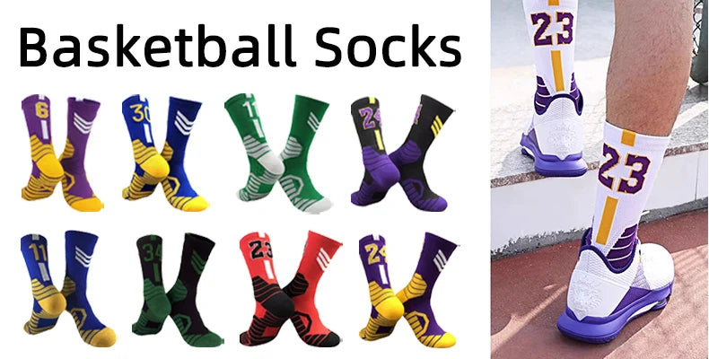 High Quality Elite Basketball Socks Compression Men's Cycling Socks With Number Adults Towel Bottom Outdoor Sports Socks Unisex