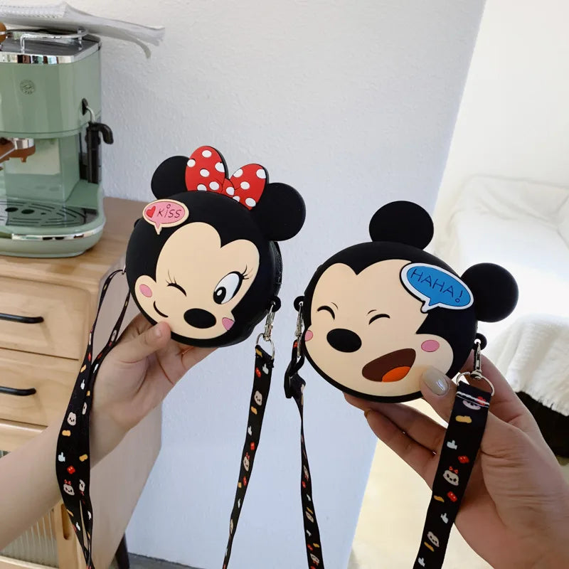 Disney Anime Mickey Minnie Mouse Series Kawaii Silicone Bag Mini Messenger Bag Children Coin Purse Toys Girls Christmas Gift