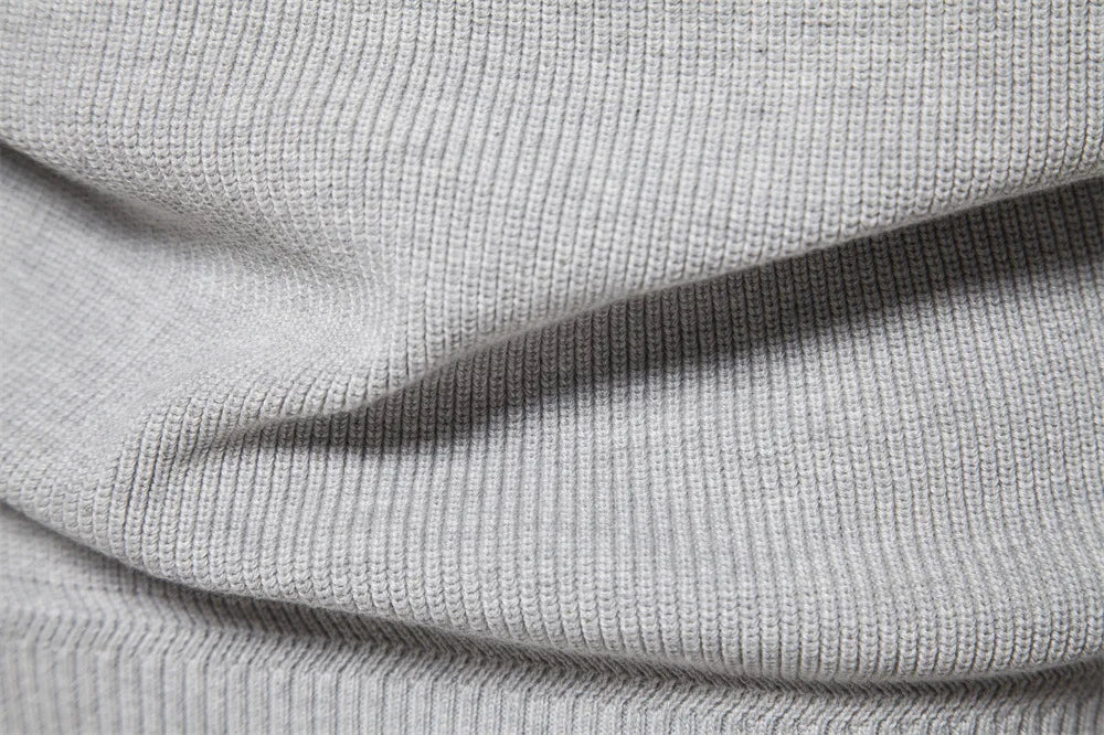 New Men's Sweater Half High Neck Zipper Solid Elastic Slim Fit Long Sleeve Pullover Casual Business Men Knitted Pullover Sweater
