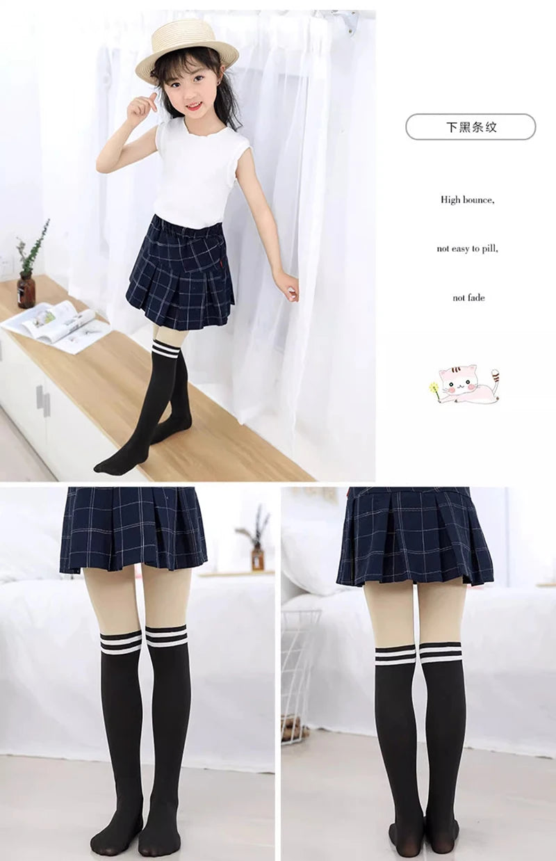 Spring autumn warm children Baby Kids tights printing Cartoon Animal Bear pantyhose cat kawaii Knee tattoo Student girl stocking