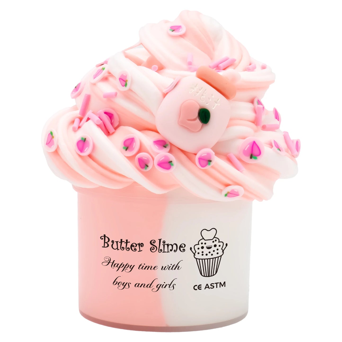 2.37oz Fluffy Two-Tone Butter Slime Super Soft Clay Stretchy Non-sticky Party Favors Slime Charms Toys Education Birthday Gifts