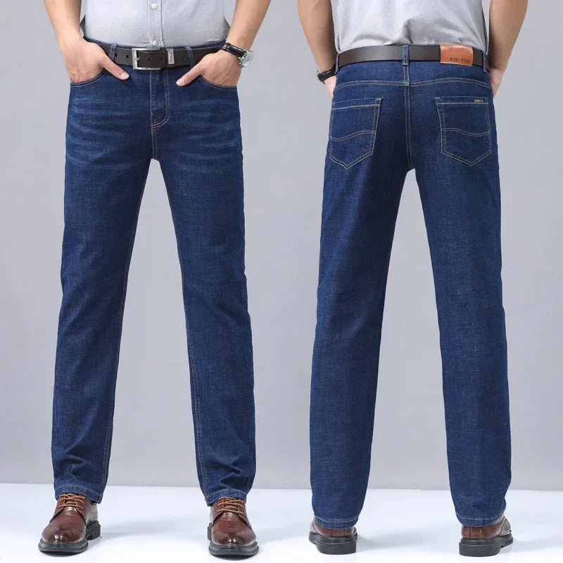 Casual Men Classic Business Jeans 2024 Summer Autumn Slim Stretch Denim Trousers Male High Quality Luxury Pants Brand Clothing