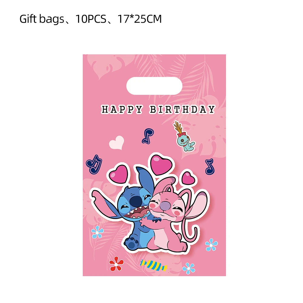 10pcs Loli Stitch Party Gift Bags Couple Stitch Candy Bags Child Party Loot Bags Boy Girl Birthday Party Favors Supplies Decor