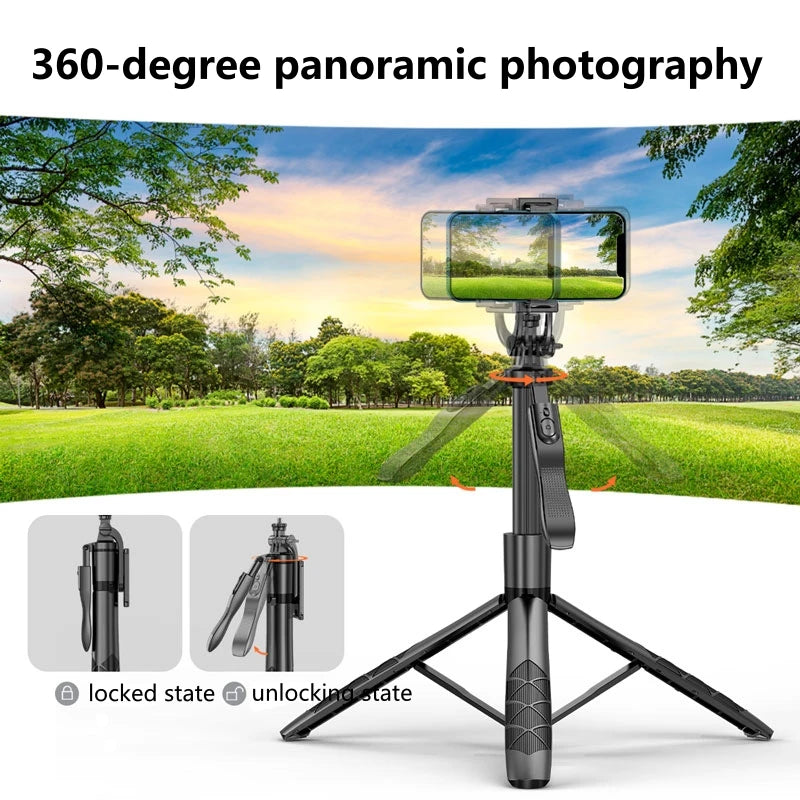 1530mm Wireless Selfie Stick Tripod Stand Foldable Monopod With Led Light For Smartphones Balance Steady Shooting Live
