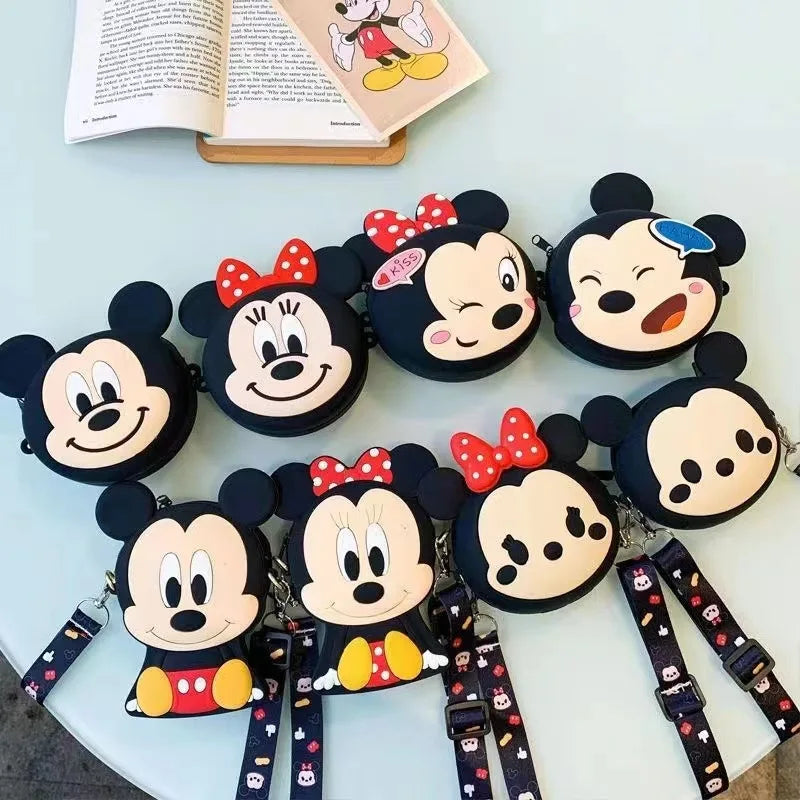 Disney Anime Mickey Minnie Mouse Series Kawaii Silicone Bag Mini Messenger Bag Children Coin Purse Toys Girls Christmas Gift