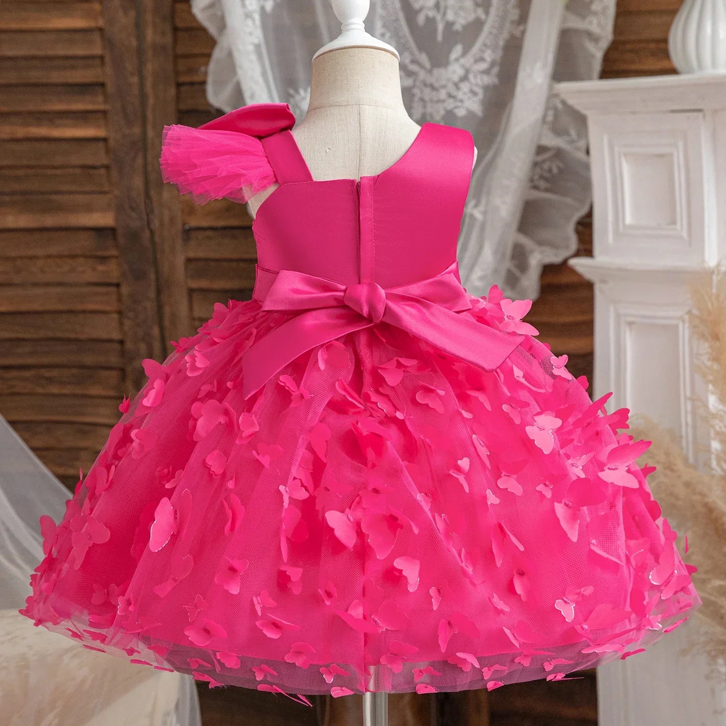 Toddler Baby Girl Dress Newborn Infant Baptism Birthday Dress Butterfly Tutu Princess Dress Baby Girls Wedding Party Gown 1-5Yrs