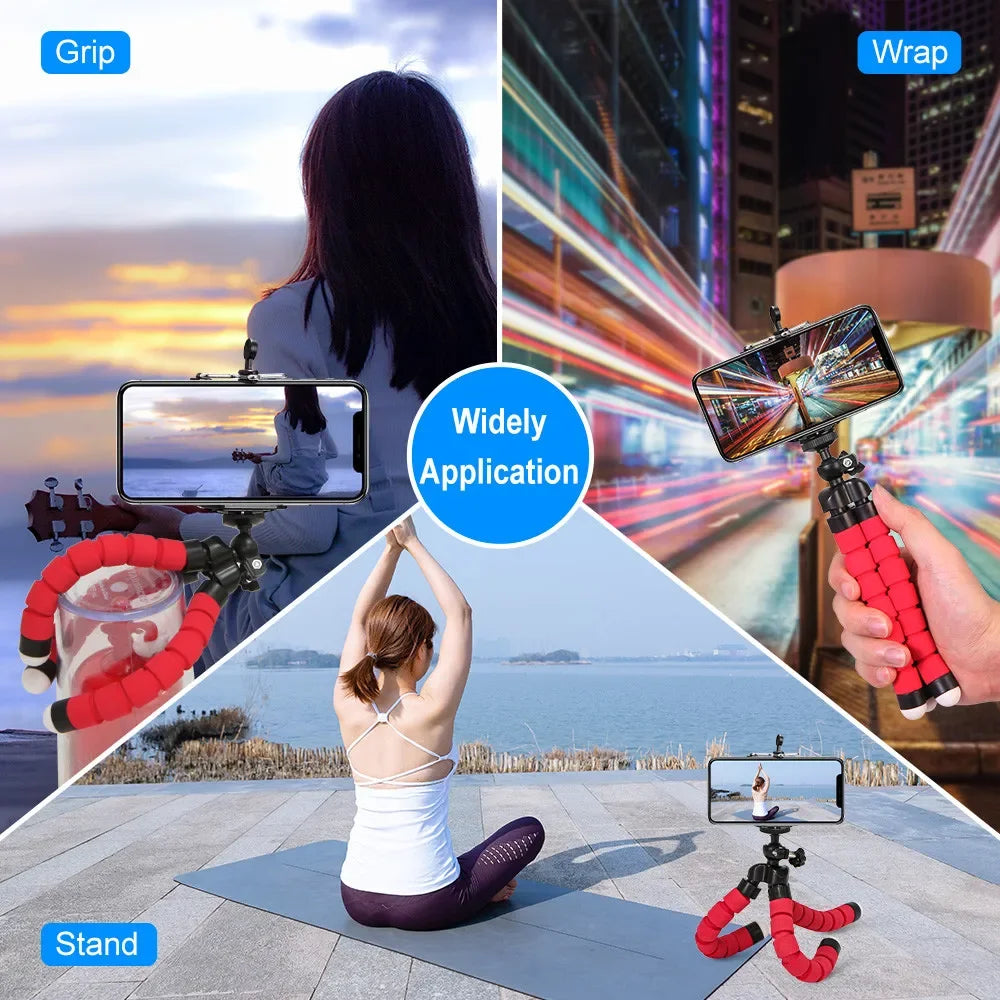 Mobile Phone Holders Clip Mini Flexible Tripod Sponge Octopus Bracket Universal Phone Camera Holder for Iphone 15 Huawei Samsung