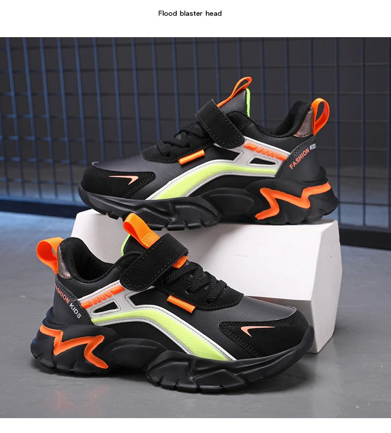 Children Boys Shoes Leather Waterproof Sports Running Kids Lightweight Boy Casual Fashion Sneakers Outdoor School Students Shoes