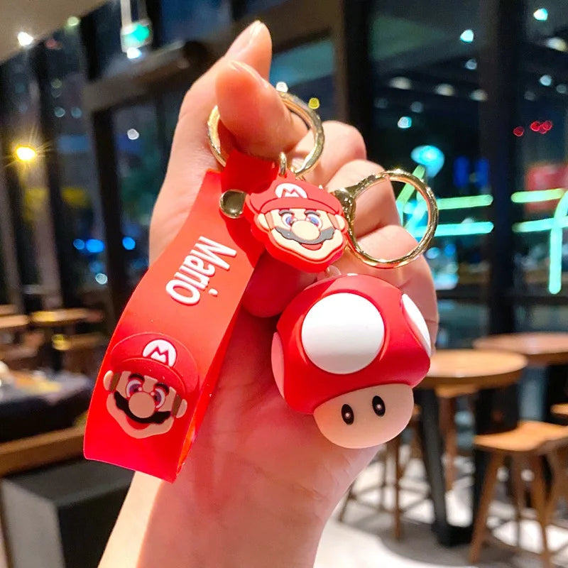 Super Mario Bros Game Stitch Disney Keychain wonder Action Figure Toy PVC Silicone Pendant Car Cartoon Bag Pendant Jewelry Gifts