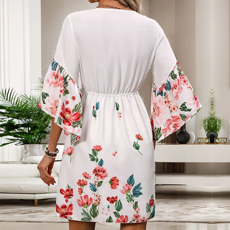 New Summer Women's Ethnic Style Five Sleeve Printed Dress