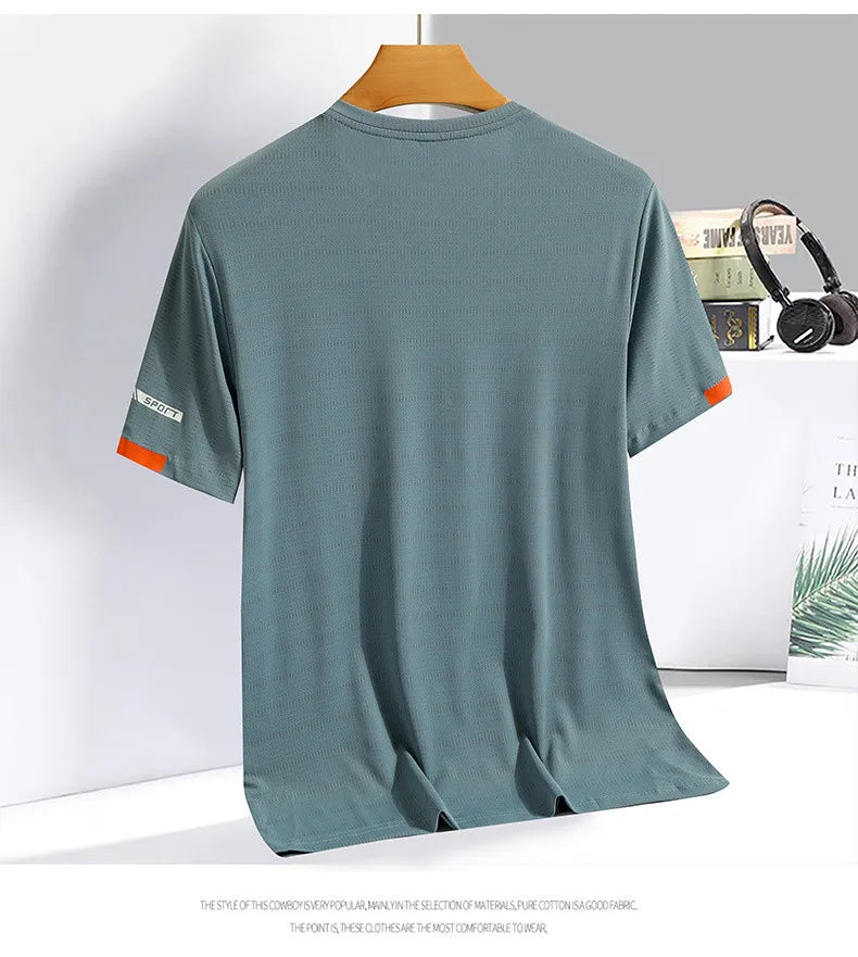 Fashion T-Shirts Men Summer Fast Dry Solid Basic Tshirts Male Tee Shirt Youth Good Quality Camping Top Clothing Plus Size M-5XL