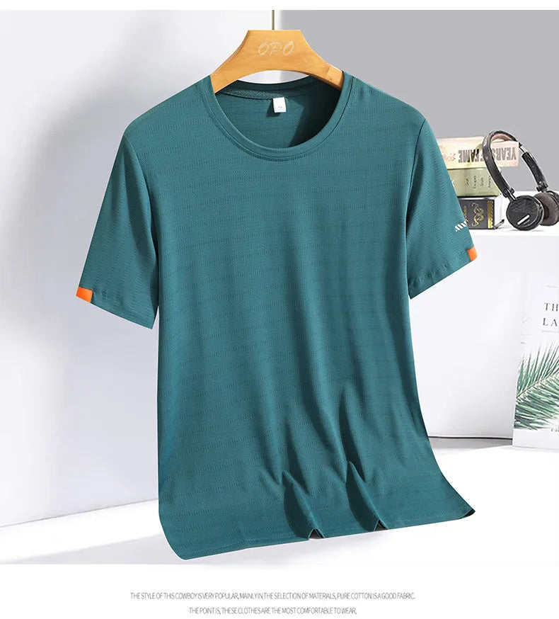 Fashion T-Shirts Men Summer Fast Dry Solid Basic Tshirts Male Tee Shirt Youth Good Quality Camping Top Clothing Plus Size M-5XL