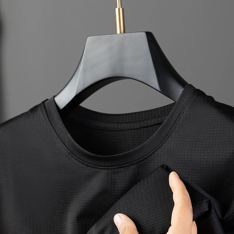 2024 Summer New Men's Solid Color Round Neck Short Sleeved T-shirt Fashion Casual Wrinkle Resistant Comfortable Top