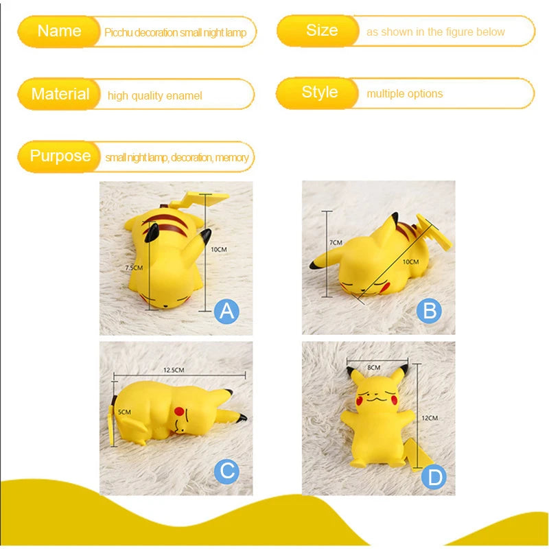 Pokemon Pikachu Night Light Glowing Children Toy Pokemon Pikachu Cute Bedside Lamp Children's Birthday Christmas Present