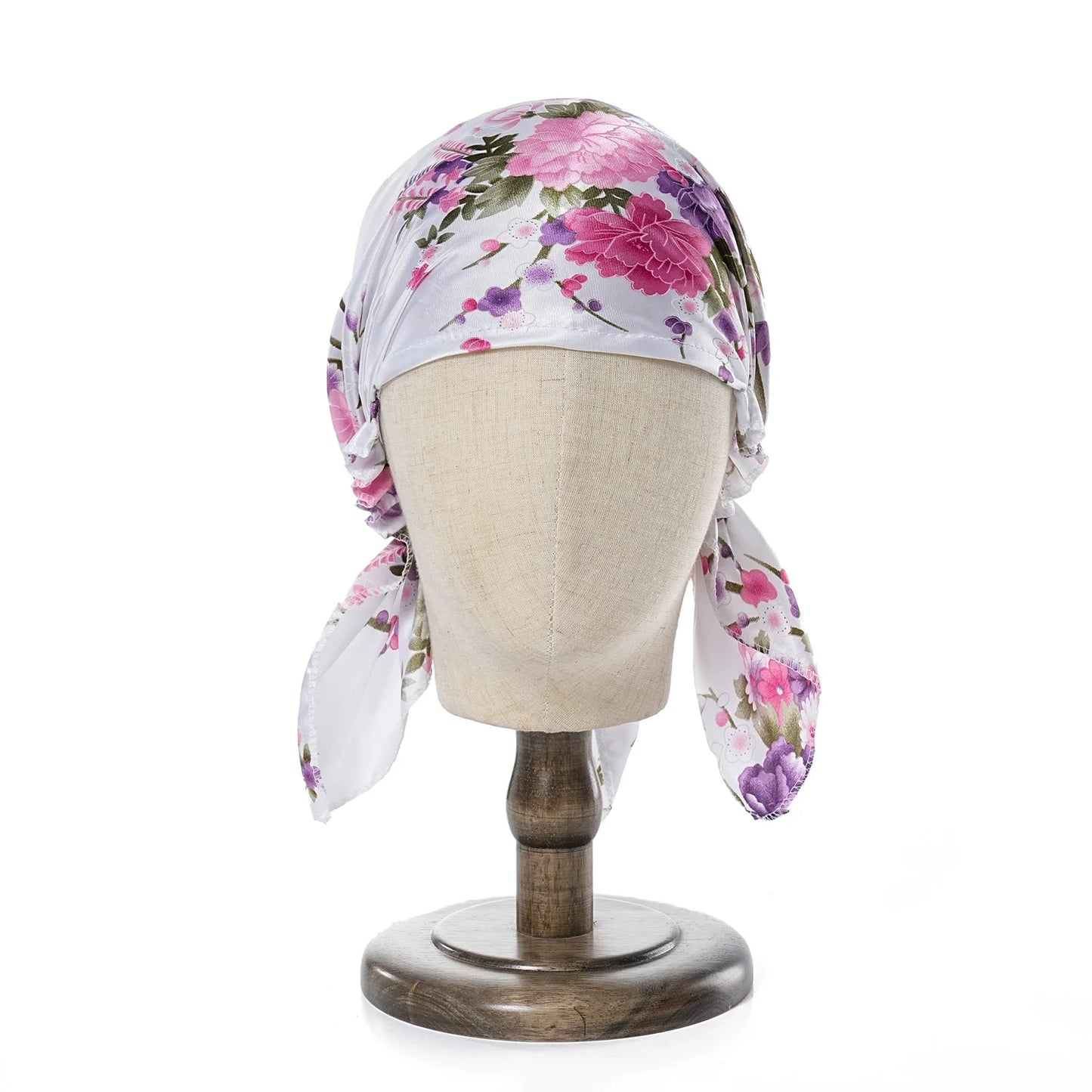 New Women Luxury Satin Sleeping Bonnets Night Sleep Caps Ladies Headwrap Printed Stretch Beanie Cap Hair Care Head Cover