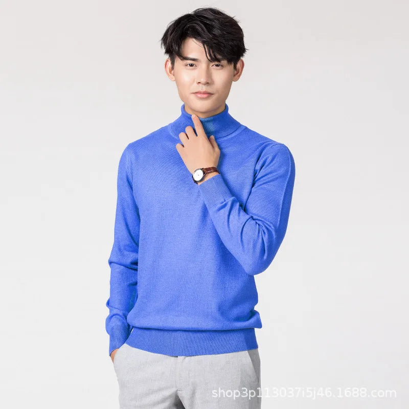 Autumn and Winter Cashmere Sweater Men's Pullover Half High Collar Soft and Warm Pullover Knitted Sweater Men's Sweater