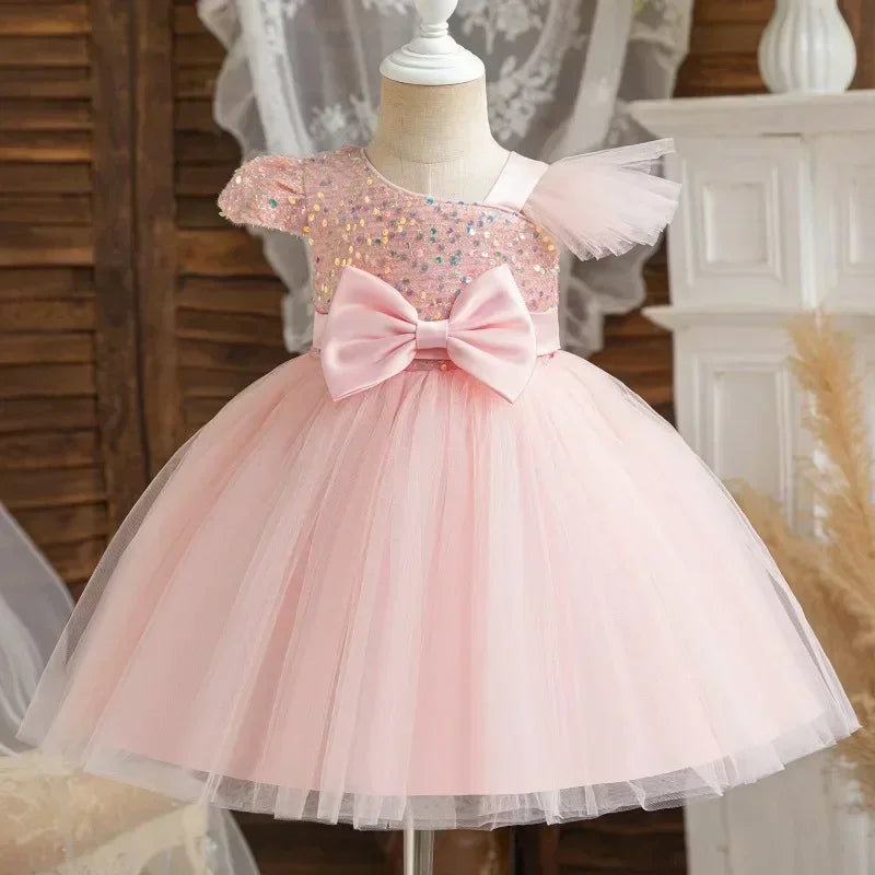 Toddler Baby Girl Dress Newborn Infant Baptism Birthday Dress Butterfly Tutu Princess Dress Baby Girls Wedding Party Gown 1-5Yrs