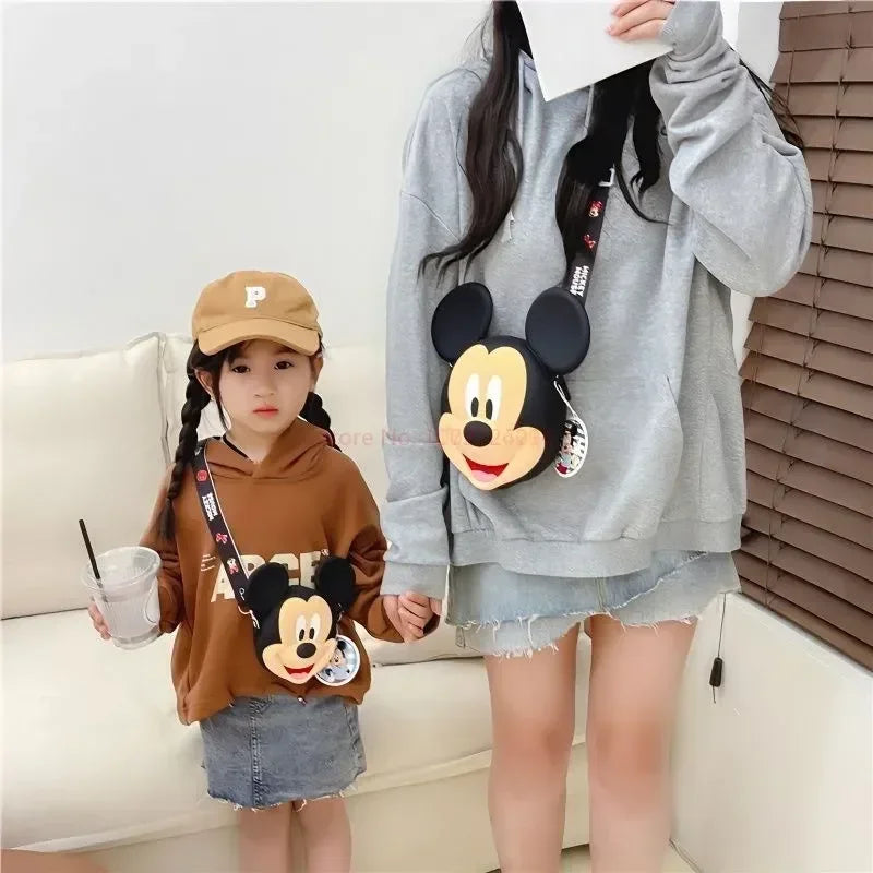 Original Disney Anime Kawaii Minnie Mickey Mouse Silicone One Shoulder Bag Leisure Fashion Zero Purse Birthday Gift For Girl