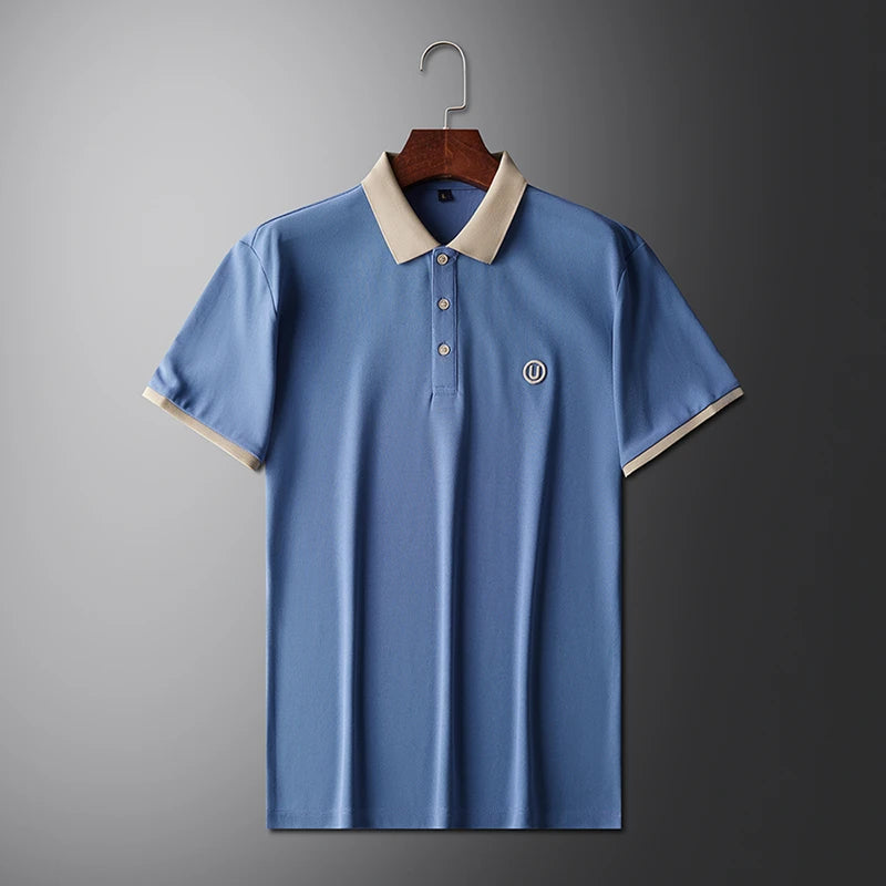 Light luxury fashion letter embroidery short sleeve POLO shirt men's summer New youth casual ice silk breathable golf T-shirt