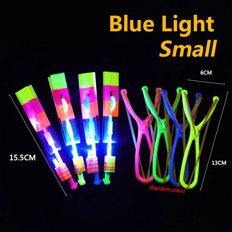LED Light Toys 50/100pcs Amazing Light Toy Arrow Rocket Helicopter Flying Toy Party Fun Gift Rubber Band Catapult