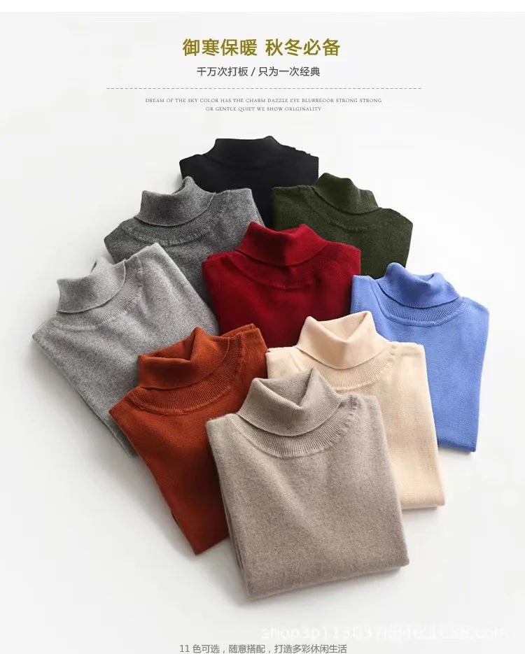 Autumn and Winter Cashmere Sweater Men's Pullover Half High Collar Soft and Warm Pullover Knitted Sweater Men's Sweater