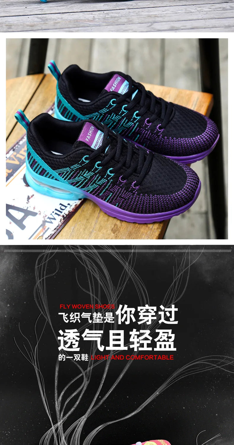 2023 New Running Shoes Breathable Outdoor Sneakers Women's Lightweight Air Cushion Sneakers Comfortable Sports Training Shoes