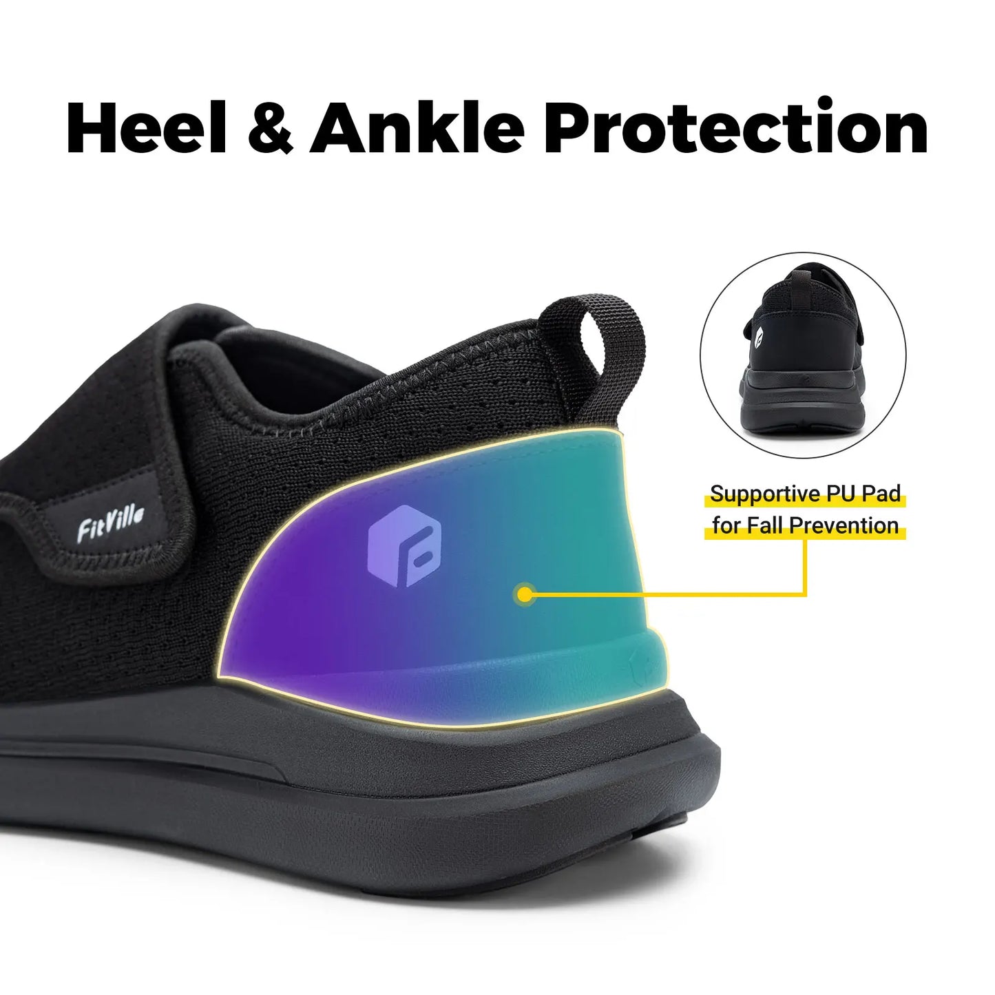 Fitville Women's Shoes Wide Width Diabetic Shoes Walking Casual Breathable for Swollen Feet Elderly Foot Pain Relief Neuropathy