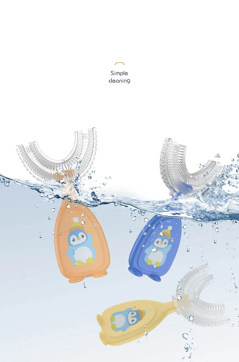 Kids Toothbrush U-Shape 360 Degree Infant Teether Baby Toothbrush Children Silicone Brush For Toddlers Oral Care Cleaning