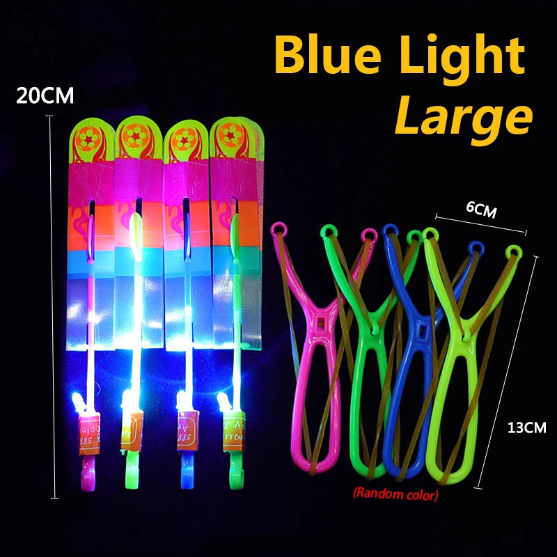 LED Light Toys 50/100pcs Amazing Light Toy Arrow Rocket Helicopter Flying Toy Party Fun Gift Rubber Band Catapult