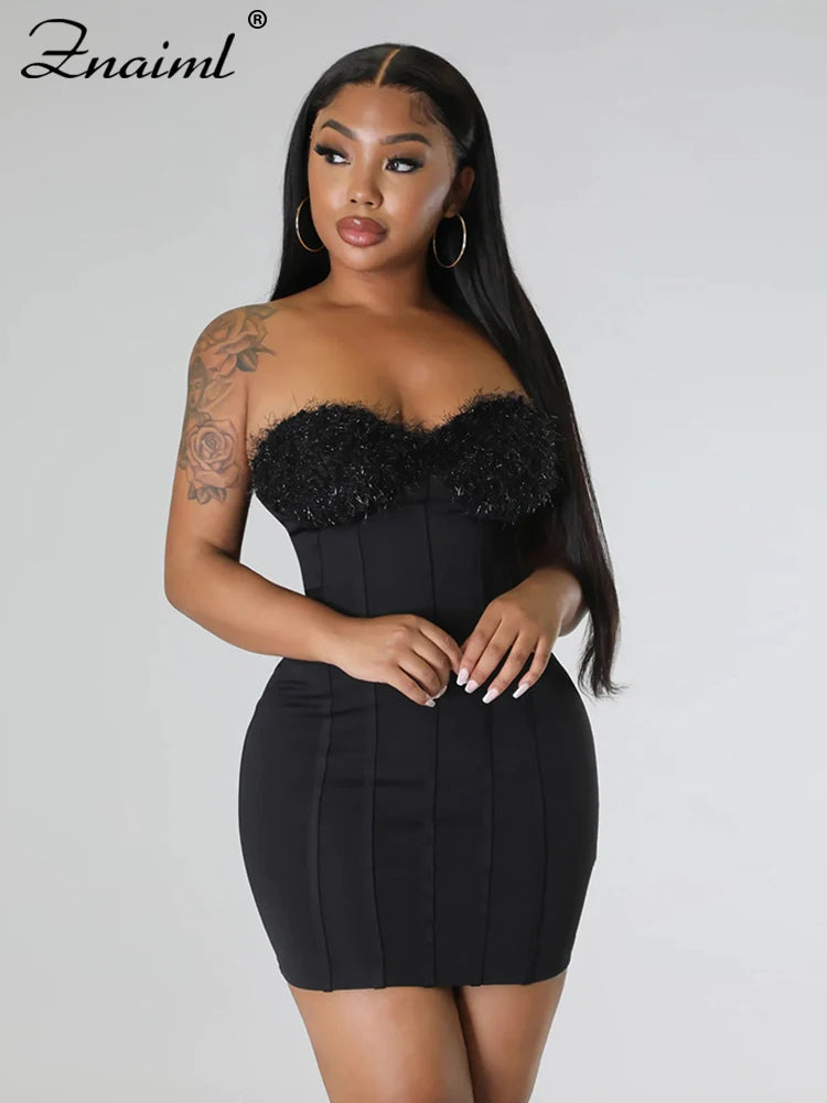 Znaiml Spring Fall Velvet Evening Party Dresses for Women Elegant Corset Short Robe with Shawl Nightclub Prom Bodycon Vestidos