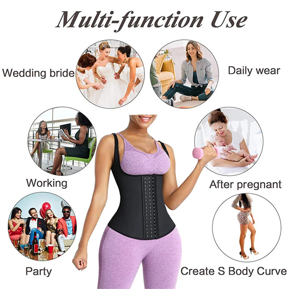 Women Shapewear Underbust Corset Body Shaper Latex Waist Trainer Steel Boned Corset Vest Waist Trainer Girdle Sport Workout