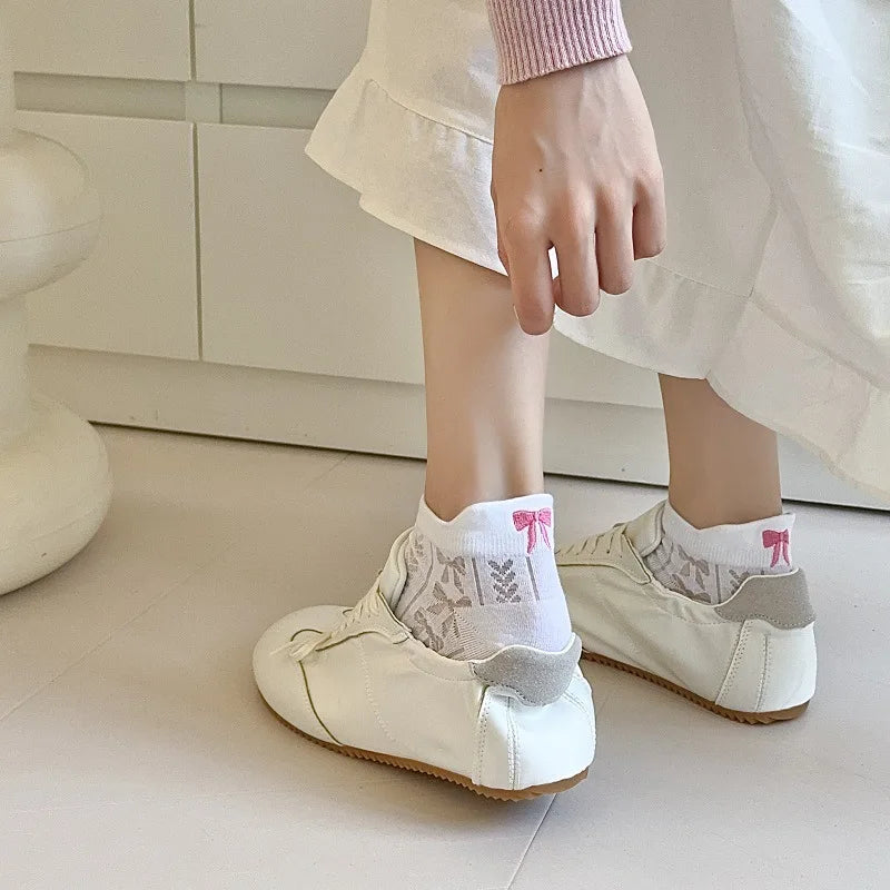 Summer Embroidery Bow Knot Short Socks Harajuku Cute Lolita Casual Funny Ankle Socks Spring Summer Breathable Female Tube Sock