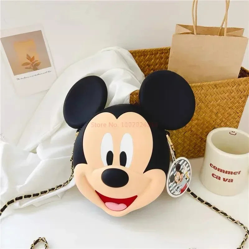 Original Disney Anime Kawaii Minnie Mickey Mouse Silicone One Shoulder Bag Leisure Fashion Zero Purse Birthday Gift For Girl