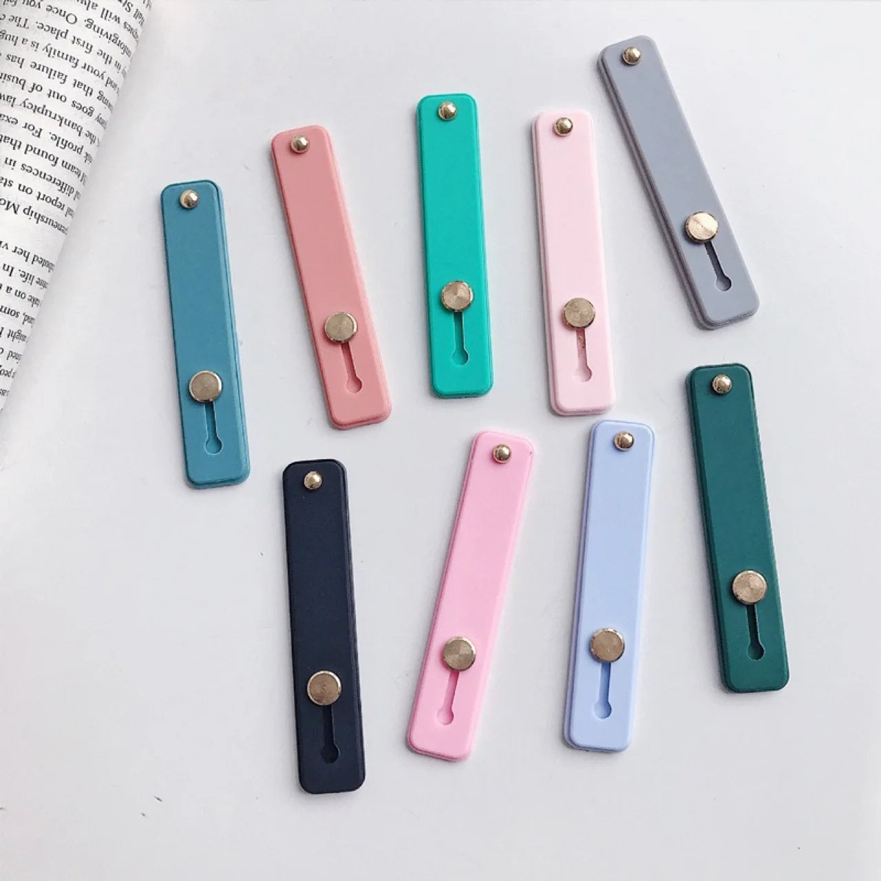 Silicone Phone Hand Band Holder TPU Leather Finger Strap Simple Push Pull Grip Stand Solid Color Bracket Cellphone Accessories