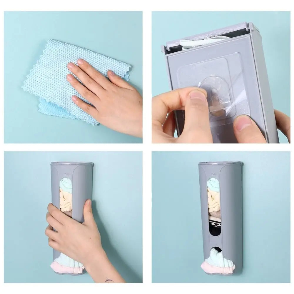 Wall-Mounted Underwear Storage Box Self Adhesive Panties Socks Organizer Dustproof Garbage Bag Dispenser Large Capacity