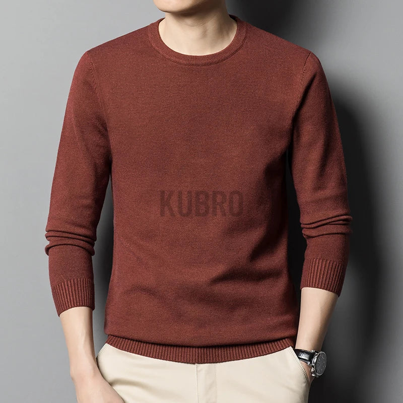 KUBRO Sweaters Men 2023 Autumn Winter New Warm Youth O-neck Men's Wool High Quality Fashion Casual Comfortable Pullover Male
