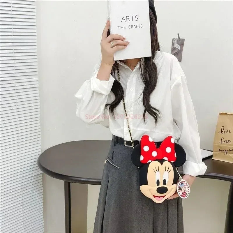 Original Disney Anime Kawaii Minnie Mickey Mouse Silicone One Shoulder Bag Leisure Fashion Zero Purse Birthday Gift For Girl