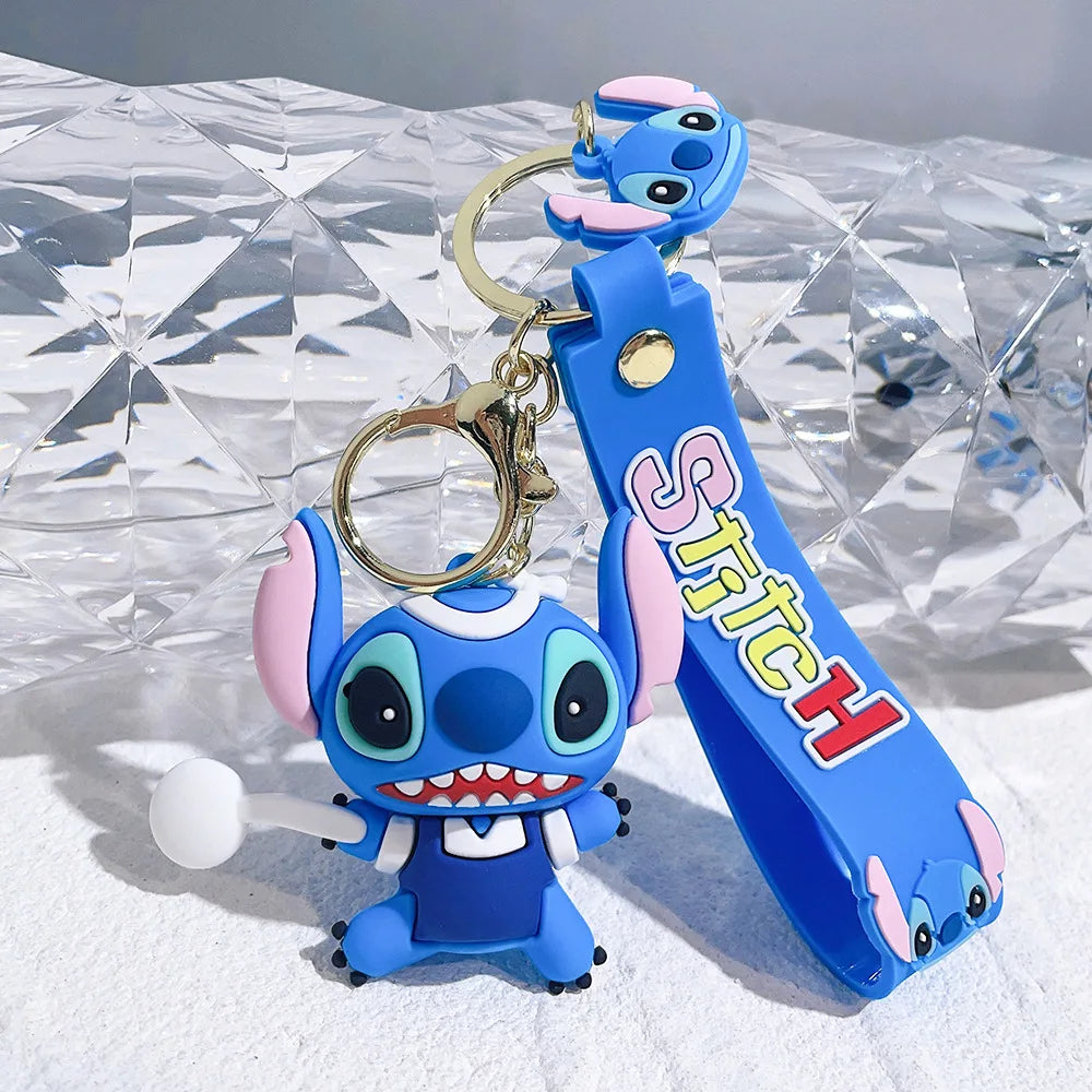 Super Mario Bros Game Stitch Disney Keychain wonder Action Figure Toy PVC Silicone Pendant Car Cartoon Bag Pendant Jewelry Gifts
