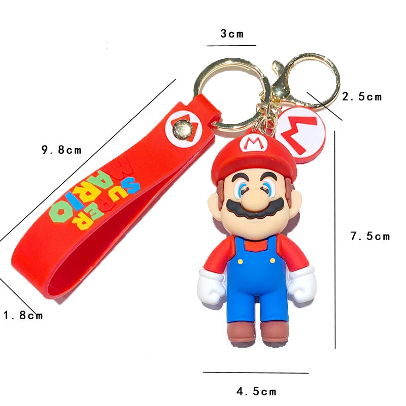 Super Mario Bros Game Stitch Disney Keychain wonder Action Figure Toy PVC Silicone Pendant Car Cartoon Bag Pendant Jewelry Gifts