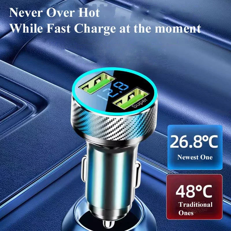2 in 1 USB Car Charger Adapter 300W Super Fast Charge with Voltage Monitor for iPhone Samsung iPad Huawei Oneplus OPPO VIVO