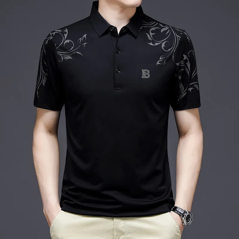2024 New Fashion Men's Polo Shirt Short Sleeve Letter Printed Summer Shirt Solid Loose Fit Polo Shirt for Male Clothing