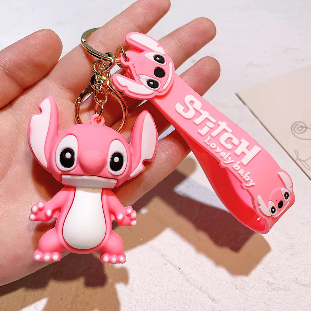 Super Mario Bros Game Stitch Disney Keychain wonder Action Figure Toy PVC Silicone Pendant Car Cartoon Bag Pendant Jewelry Gifts