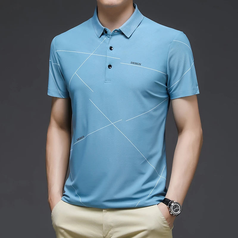 2024 Summer New Men's Printed Short Sleeved POLO Shirt Comfortable and Cool Casual Fashion T-shirt