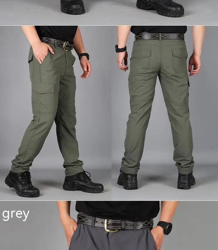 Men City Pants Cargo Trousers Multi-pocket Waterproof Wear-resistant Casual Training Overalls Fat Cargo Quick Dry Pants