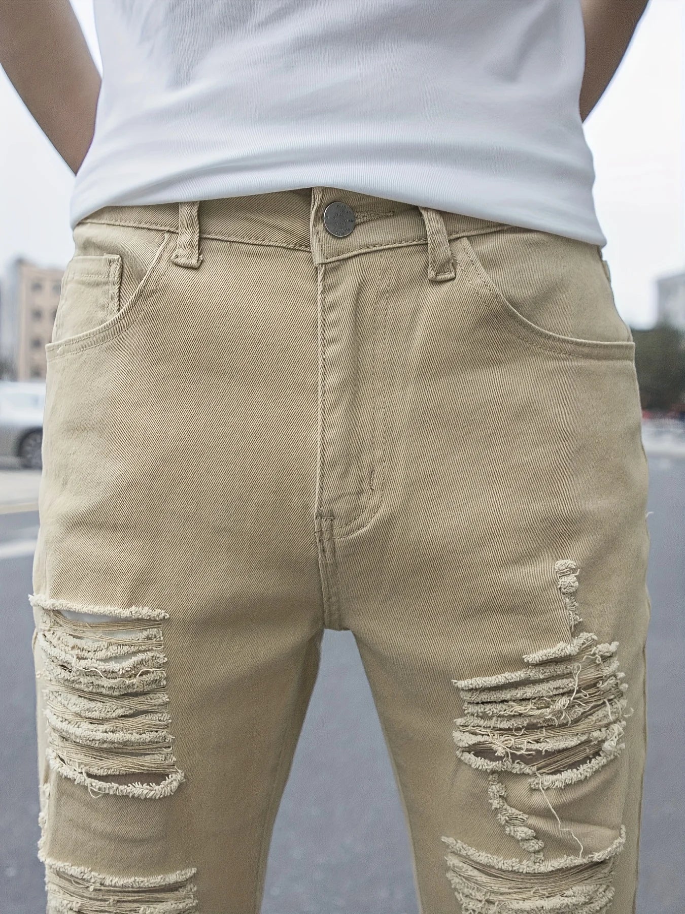 Men y2k Stretchy Skinny Denim Jeans For Men Casual Pants Ripped Streetwear Hole Slim Fit Denim Hip Hop Comfort Straight Trousers