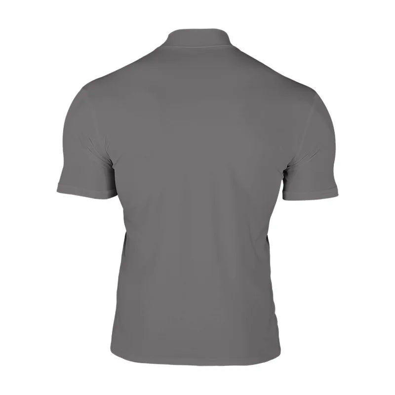 Cross-border Amazon 2024 summer solid color short-sleeved fashion bottoming shirt men's tight turtleneck T-shirt